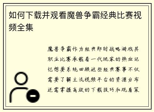 如何下载并观看魔兽争霸经典比赛视频全集